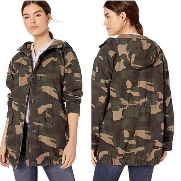 Levis Womens Button Hooded Parka Jacket medium - Picture 1 of 3